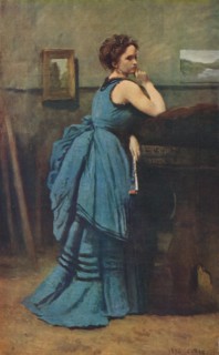 'Femme en bleu', 1874, (1939). Artist: Jean-Baptiste-Camille Corot.