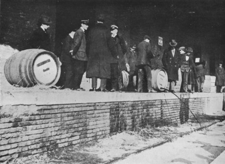 'After the Declaration of War: German beer being run away at an Italian Customs store', 1915. Artist: Unknown.