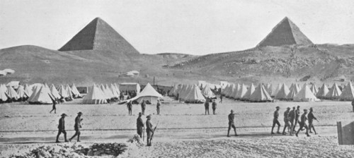 'The Australian troops in Egypt encamped near the Pyramids', 1914. Artist: Unknown.