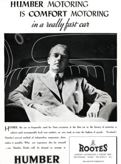 'Humber Motoring is Comfort Motoring in a really fast car', 1937. Artist: Unknown.