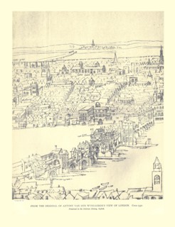 Van Den Wyngaerde's View of London, c1550, (1886). Artist: Anthonis van den Wyngaerde.