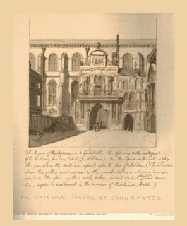 South View of the entrance into the Guildhall, c1669, (1886).  Artist: Unknown.
