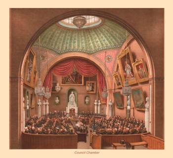 Council Chamber London Guildhall, 1886. Artist: Unknown.