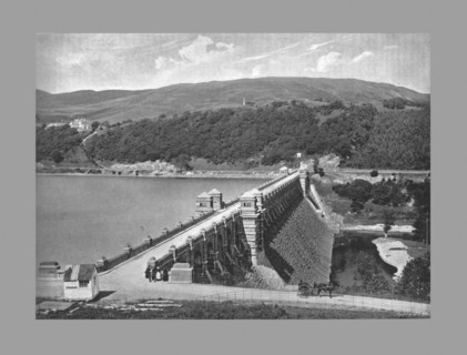 The Dam, Lake Vyrnmy, c1900. Artist: Valentine & Sons.