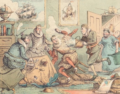 'Sir Walter Raleigh's Pipe Put Out', c1884. Artist: Thomas Strong Seccombe.