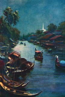 'A Typical Canal Scene, Bangkok', 1913. Artist: Edwin Norbury.