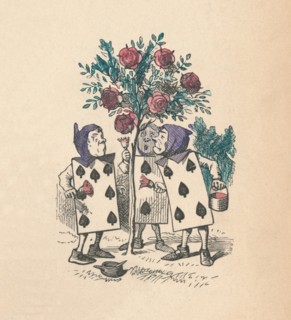 'The Playing cards painting the Rose Bushes', 1889. Artist: John Tenniel.