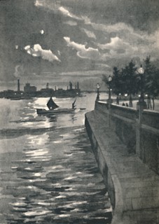'Westminster from Blackfriars Bridge - Night', 1891. Creator: William Luker.