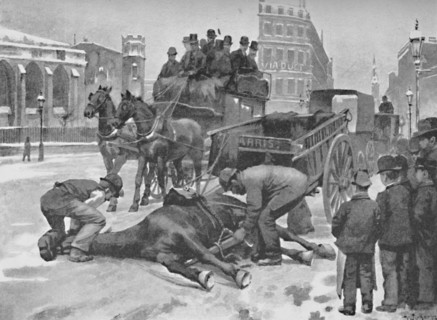 'Holborn Viaduct - A Slippery Day', 1891. Creator: William Luker.