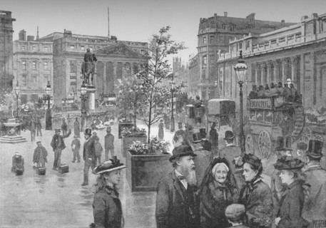 'The Mansion House and the Bank of England', 1891. Creator: William Luker.