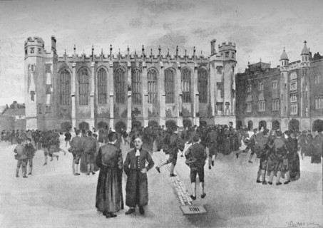 'Christ's Hospital, Newgate Street - Boys in playground', 1891. Creator: William Luker.