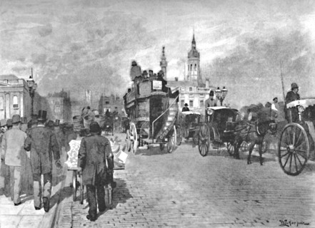'London Bridge - Going Across', 1891. Creator: William Luker.