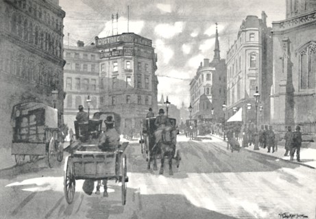 'The Mansion House Station, District Railway Queen Victoria Street', 1891. Creator: William Luker.