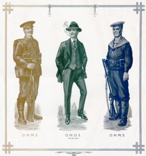 'O.H.M.S, O.H.O.S. (on his own), O.H.M.S.', 1916. Artist: Unknown.