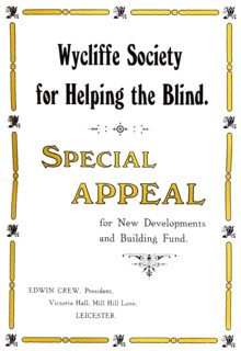 'Wycliffe Society for Helping the Blind', 1919 Artist: Unknown.