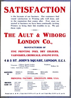 'The Ault & Wiborg London Co. Advert - Satisfaction', 1919. Artist: Ault & Wiborg.
