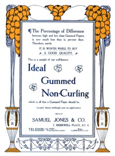 'Samuel Jones & Co. - Ideal Gummed Non-Curling Advert', 1919. Artist: Samuel Jones.