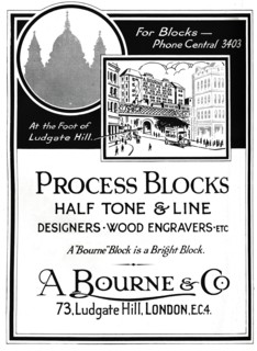 'A. Bourne & Co. Advert - Process Blocks', 1919. Artist: Unknown.