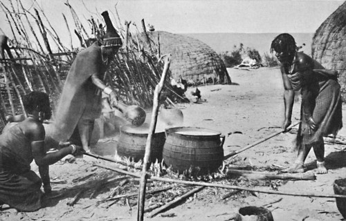 Zulu wives brewing utshwala (beer), Natal, 1912. Artist: Unknown.