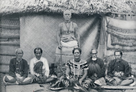 A group of Samoans, including the well-known rebel Mata'afa Iosefo (the standing figure), 1902. Artist: Thomas Andrew.