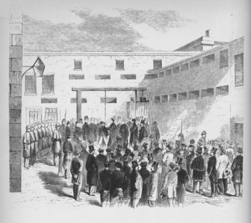 'Execution of slave trader Nathaniel Gordon in the Tombs prison in New York', 1862', (1938). Artist: Unknown.
