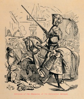 'Entrance of the Champion, at the Coronation Banquet', c1860, (c1860). Artist: John Leech.