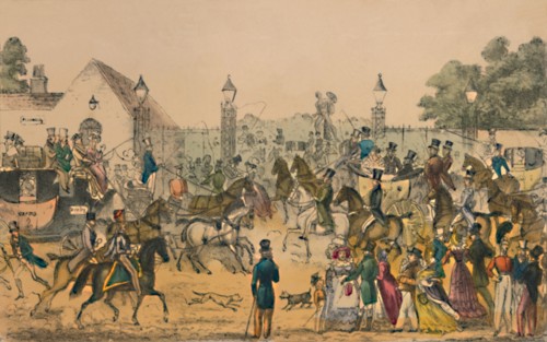 'Hyde Park Corner, 1825', c1870. Artist: Unknown.
