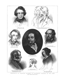 Portraits of Charles Dickens at different periods in his life, 1862. Artist: Unknown.