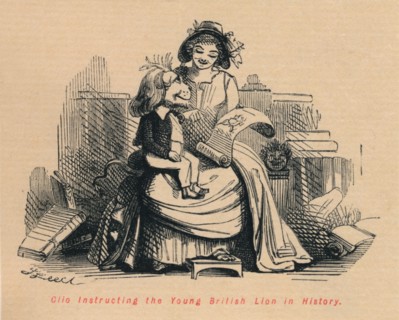 'Clio instructing the Young British Lion in History', c1860, (c1860). Artist: John Leech.