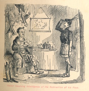 'Caesar receiving intelligence of the Destruction of his Fleet', c1860, (c1860). Artist: John Leech.