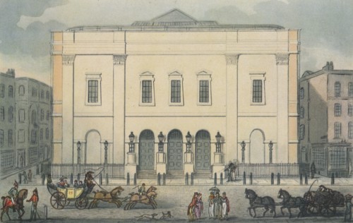 Front view of the Theatre Royal, Drury Lane, Westminster, London, 1812. Artist: Anon.