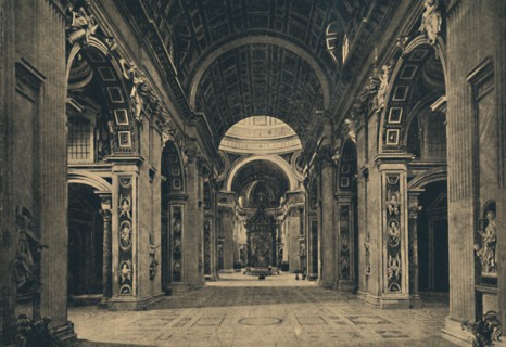 'Roma - Interior of the Basilica of S. Peter', 1910.  Artist: Unknown.
