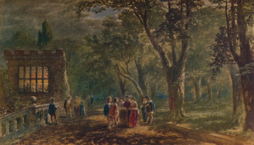 'A Summer Night: the Terrace, Haddon Hall', 1875, (1935). Artist: George Haydock Dodgson.