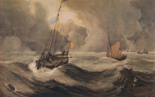 'Dutch Schuyts off Flushing', 19th century, (1935). Artist: Francois Louis Thomas Francia.