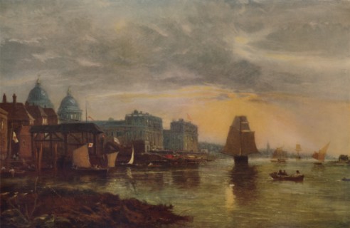 'Greenwich Hospital from the River', 1854, (1935). Artist: James Holland.