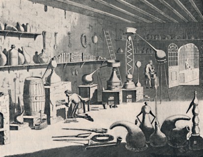 'A Chemical Laboratory in 1747', 1747, (1904). Artist: Unknown.