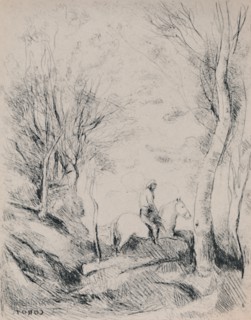 'The Horseman in the Wood', c.1854, (1946). Artist: Jean-Baptiste-Camille Corot.
