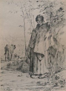 'The Shepherdess', 1862, (1946). Artist: Jean Francois Millet.