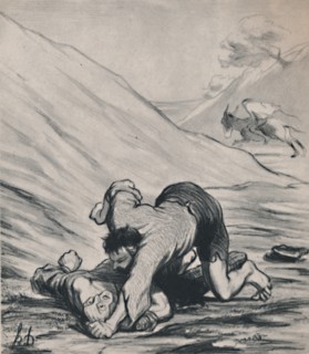 'The Robbers and the Donkey', c.1860s, (1946).  Artist: Honore Daumier.
