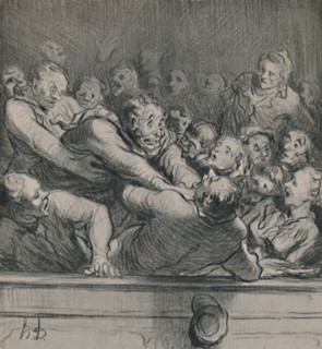 'A Literary Discussion in the Upper Gallery', c.1864, (1946). Artist: Honore Daumier.