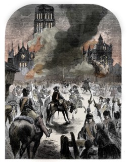 The burning of St Paul's Cathedral during the Great Fire of London, c1902. Artist: Unknown.