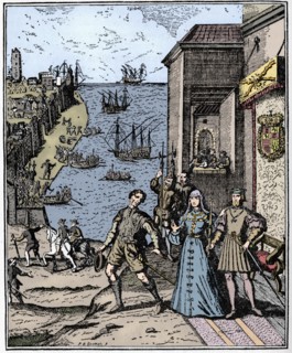 Columbus with Ferdinand and Isabella, (3rd August 1492), 1912. Artist: Unknown.