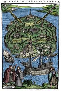 Plan of the island of Utopia, 1518. Artist: Unknown.