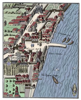 Bird's-eye view of the Palace of Westminster, London, c1560, (c1902-1905). Artist: Unknown.
