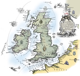 Chart of the Spanish Armada's course, 1588 (1893). Artist: Unknown.