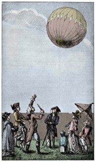 Ascension of a Montgolfier balloon, late 18th century, (1910).  Artist: Unknown.