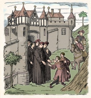 Brothers Polo set out from Constantinople with, Marco for China (c1300), 1912). Artist: Unknown.