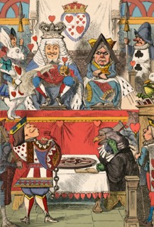 'The King and Queen of Hearts in Court', 1889. Artist: John Tenniel.