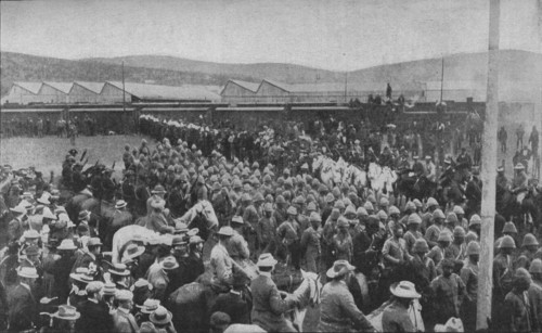 'One of the Painful Incidents of the War: Captured British Troops Being Marched Into Pretoria', 1902 Artist: Unknown.