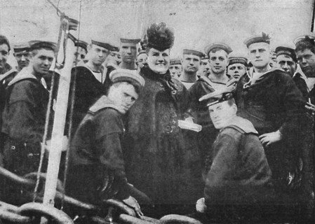 'The Mother of the Navy seeing the boys off to China, 1900. Artist: Cribb.